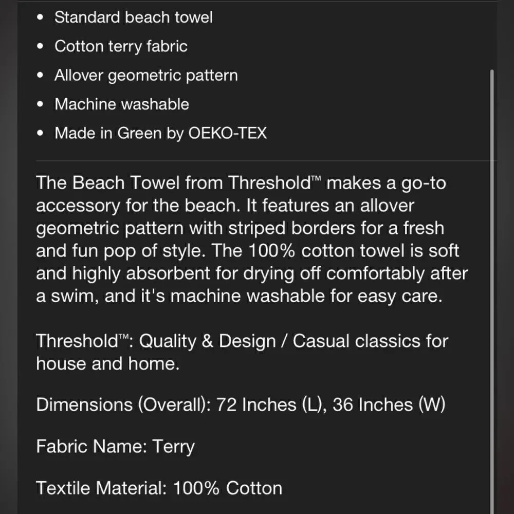 Threshold Beach NWT Towel